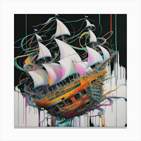 Ship pirates with a splash of colour 1 Canvas Print