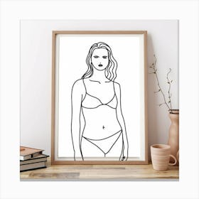 Line Drawing Of A Woman In A Bikini Canvas Print