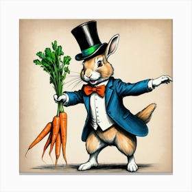 Rabbit Holding Carrots Canvas Print