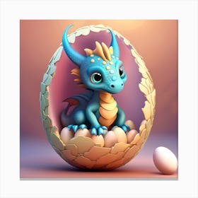 Cute Dragon In Egg Canvas Print