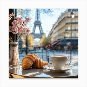 Coffee And Croissants In Paris Canvas Print