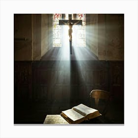 A Devoted Individual In Quiet Contemplation Clasping A Worn Holy Bible Tightly With An Air Of Sole (4) Canvas Print