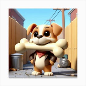 Cute Dog with a Bone 2 Canvas Print