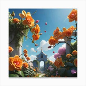 Roses In The Garden Canvas Print