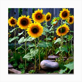 Sunflowers In The Garden Canvas Print