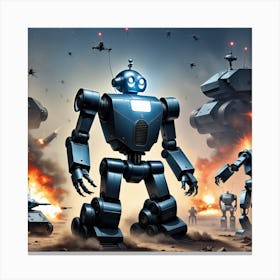 Robots In Battle Canvas Print