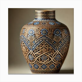 Blue And Gold Vase Canvas Print