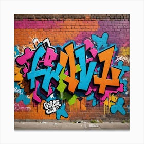 Urban Colorscape: Graffiti on Bricks Canvas Print