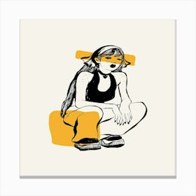 Girl Sitting On A Chair Canvas Print