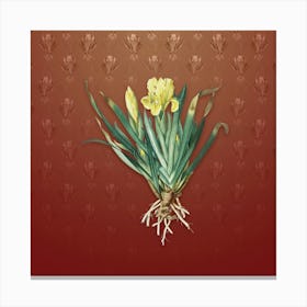 Vintage Crimean Iris Botanical on Falu Red Pattern n.1905 Canvas Print