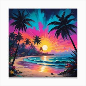 Sunset At The Beach - tropical paradise Canvas Print