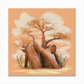 Elephants In The Desert Canvas Print