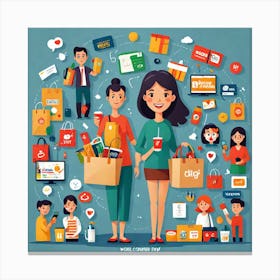 Cartoon Flat Illustration Of World Consumer Day 2777664352 Canvas Print