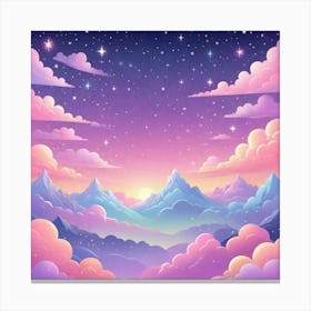 Sky With Twinkling Stars In Pastel Colors Square Composition 60 Canvas Print