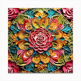 Rose mandala colorful 4 Canvas Print