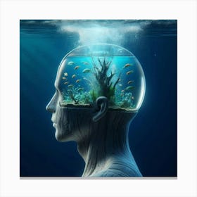 Man'S Head Underwater Canvas Print