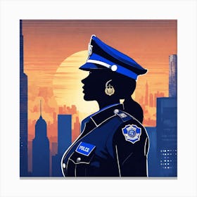 Police Officer Silhouette Canvas Print