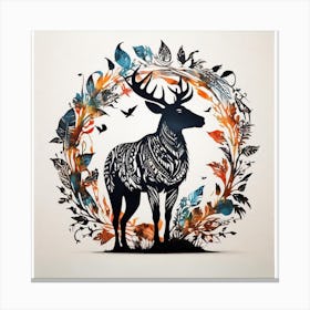 Deer In A Wreath Canvas Print