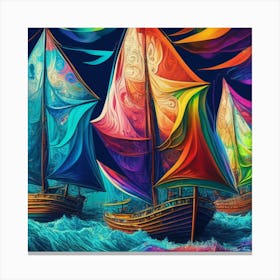 Sailboats In The Ocean Canvas Print