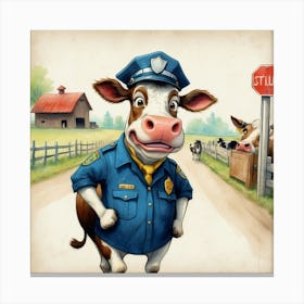 Police Cow Canvas Print