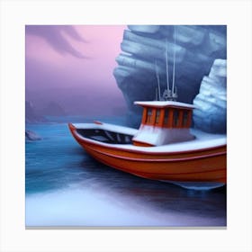 Fishing Boat In The Ice Canvas Print