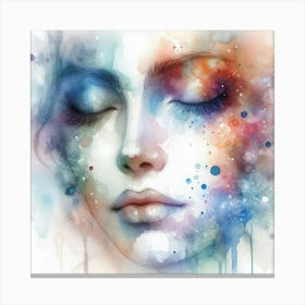 Watercolor Of A Woman'S Face 7 Canvas Print