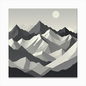 Black And White Mountains 3 Canvas Print