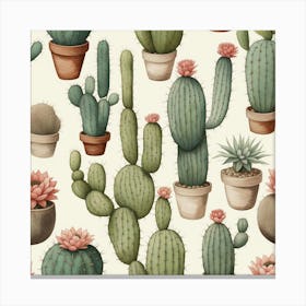 Cactus Pattern Canvas Print