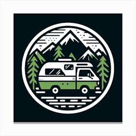 Camper Van In The Mountains Canvas Print