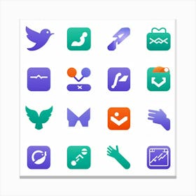 Assortment Of Flat Vector Icons Designed For Digital Interaction Encompassing Basic Digital Gesture (7) Canvas Print