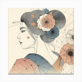 Japan Traditional Geisha Illustration By Ad 159 Canvas Print