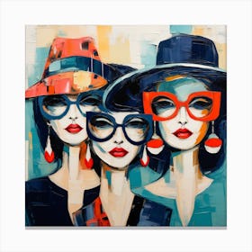 Three Women In Glasses 1 Canvas Print