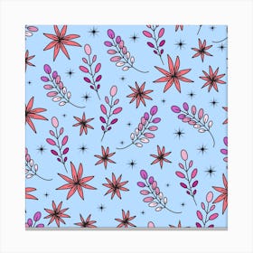 Florals On A Light Blue Background Canvas Print