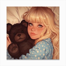 Teddy Bear Girl Canvas Print