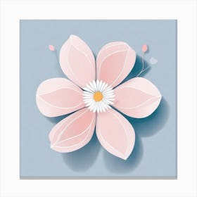 A White And Pink Flower In Minimalist Style Square Composition 42 Canvas Print