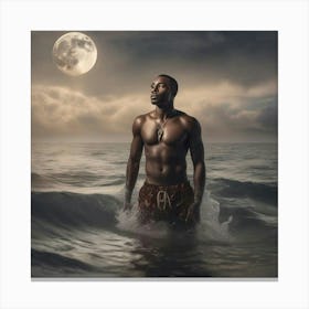 Full Moon In The Ocean Canvas Print