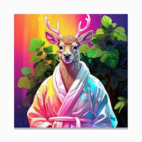 Deer In Bathrobe 2 Canvas Print