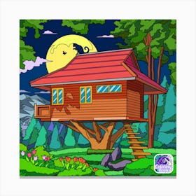 Tree House In The Forest Canvas Print