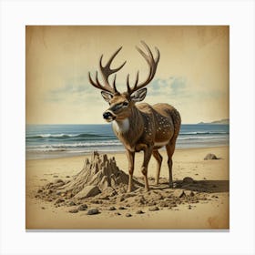 Deer On The Beach 7 Canvas Print