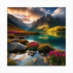 Sunset Over A Lake 2 Canvas Print