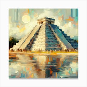 Brush Painting Chichen Itza Temple Chile 1 Canvas Print