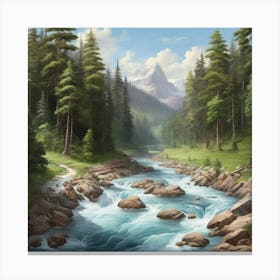 'River In The Mountains' Canvas Print
