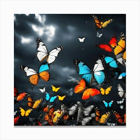 Colorful Butterflies In The Sky 15 Canvas Print