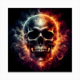 Skull With Fire And Smoke Canvas Print