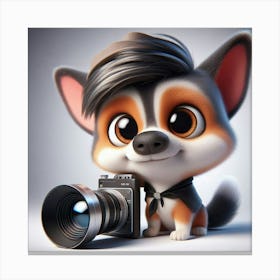 Corgi With Camera Canvas Print