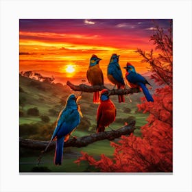 Birds At Sunset 4 Canvas Print