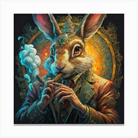 Rabbit Smoking A Pipe 1 Canvas Print