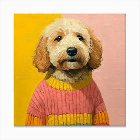 Goldendoodle Yellow And Pink 2 Canvas Print