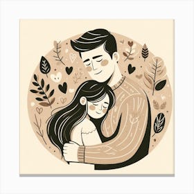 Dad and daughter Hugging Canvas Print