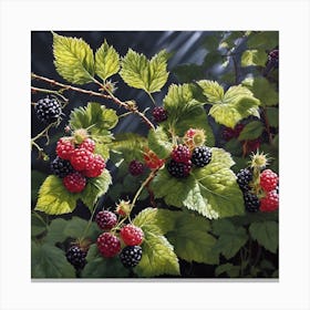 Bramble Bush and BlackBerry Fruits Canvas Print